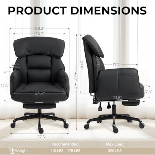 Dowinx Cross Legged Office Chair with Pivoting Armrests,Criss Cross Chair with Pocket Spring Seat & Back,Reclining Computer Gaming Chair with Footrest and Metal Base (Black)
