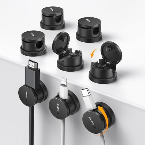 Silkland 8 Pack Snap-Lock Cable Clips, 360° Rotatable Cord Holder for Desk