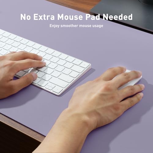 Aothia Faux Leather Desk Mat - Non-Slip PU Leather Desk Blotter, Waterproof Writing Surface, Large Desk Pad for Office & Home (Lavender, 55" x 24")