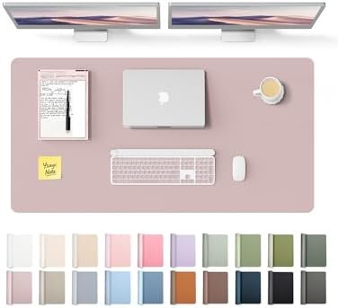 YSAGi Leather Desk Pad Protector, Office Desk Mat, Large Mouse Pad, Non-Slip PU Leather Desk Blotter, Laptop Desk Pad, Waterproof Desk Writing Pad for Office and Home(Grayish Lavender, 47.2" x 23.6")