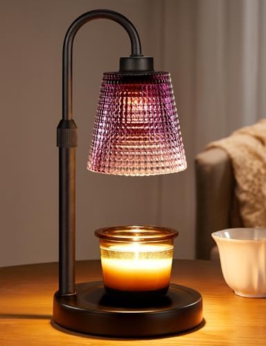Innqoo Purple Candle Warmer Lamp with Timer, Dimmable Candle Warmer for Home Decor, Height Adjustable Candle Lamp for Jar Candles, Birthday Gifts for Women Mom, House Warming Gifts New Home