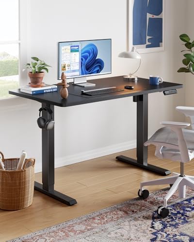 HUANUO 55x27 Inch Electric Standing Desk, Height Adjustable, Black