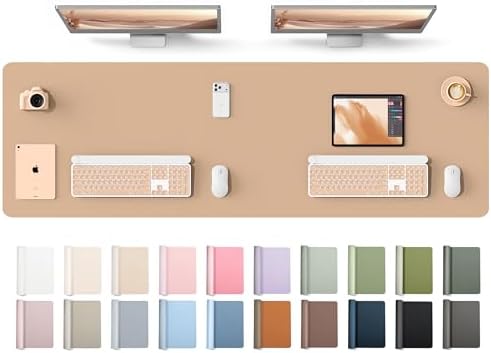 YSAGi Leather Desk Protector, Office Mat, Large Mouse Mat, Non-Slip PU Leather Blotter, Laptop Desk Mat, Waterproof Writing Pad for Office and Home(Latte, 63" x 17.2")