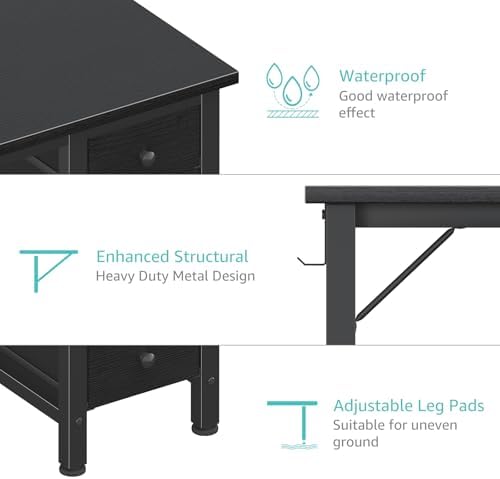 Lufeiya Small Gaming Desk with 4 Drawers, 40 Inch Kids Girls Teen Cute Study Desk for Bedroom, Reversible Work Computer Writing Table Desks for Small Space Home Office, Black