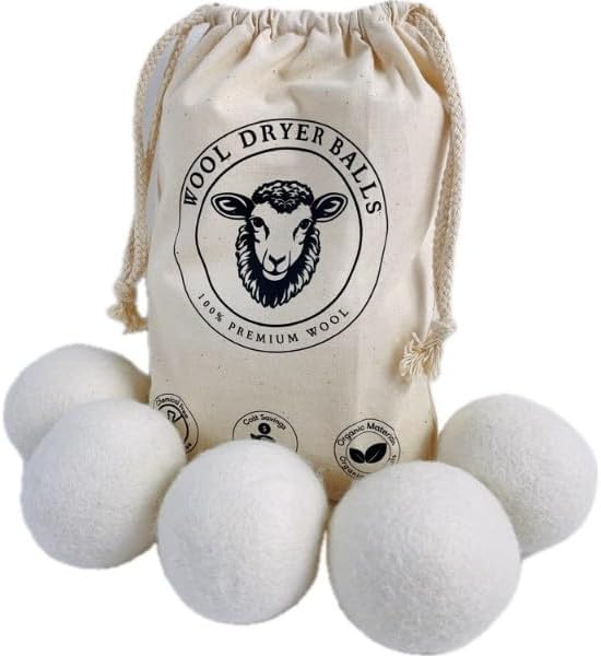 Natural Fabric Softener, Organic, Reusable, Unsented, 6-Pack XL, Replacment to Dryer Sheets,1500 Loads, Hypoallergenic