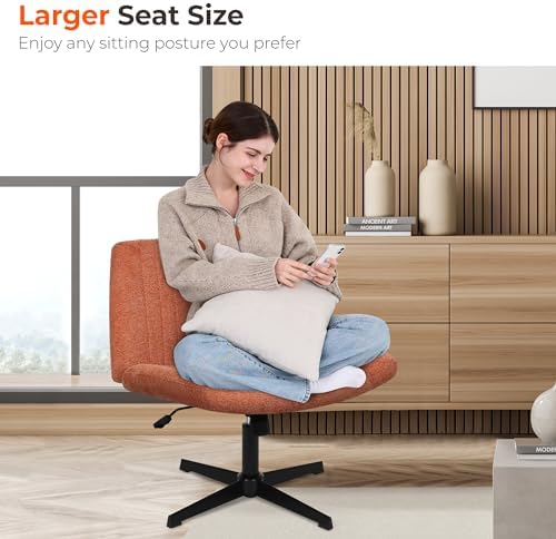 NEO CHAIR Criss Cross Chair with No Wheels, Cozy Wide Armless Seat, Brown