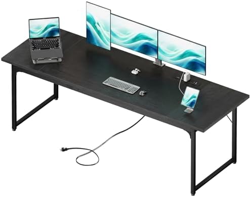 Coleshome 79 Inch Computer Desk with Power Outlet