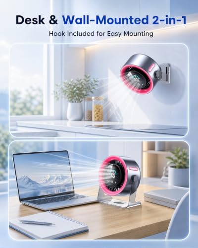 Small Desk Fan, 100-Speed Quiet Rechargeable for Office & Bedroom