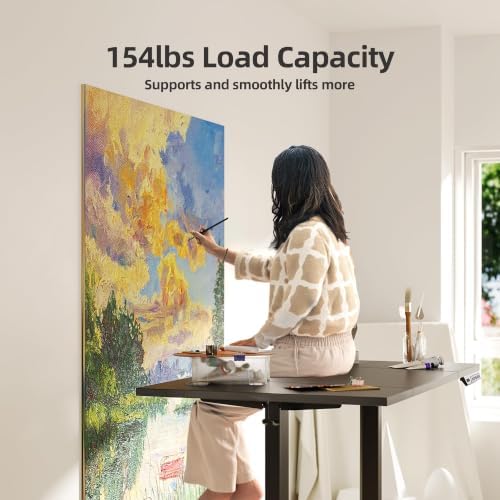 Claiks Electric Height Adjustable Standing Desk, 48x24 Inch, Deep Black