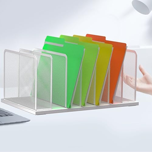 Kuntine.B 7-Section Upright Desk File Organizer Silver 1 Pack