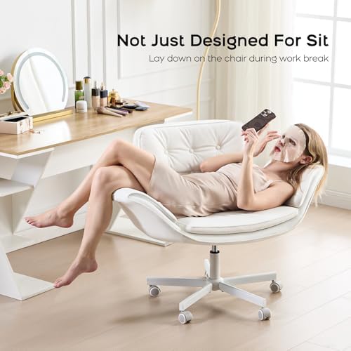 amseatec Criss Cross Office Chair, Swivel Makeup Vanity Chair with Wheels