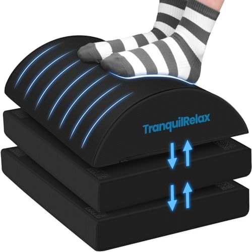 TranquilRelax Foot Rest Under Desk, 3-Height Adjustable Foot Stool, Black