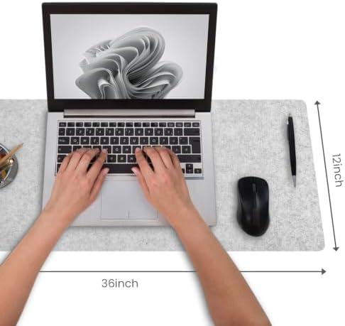 DAWNTREES Felt Desk Pad, Large Felt Mouse Pad and Keyboard Mat, 36" x 12"