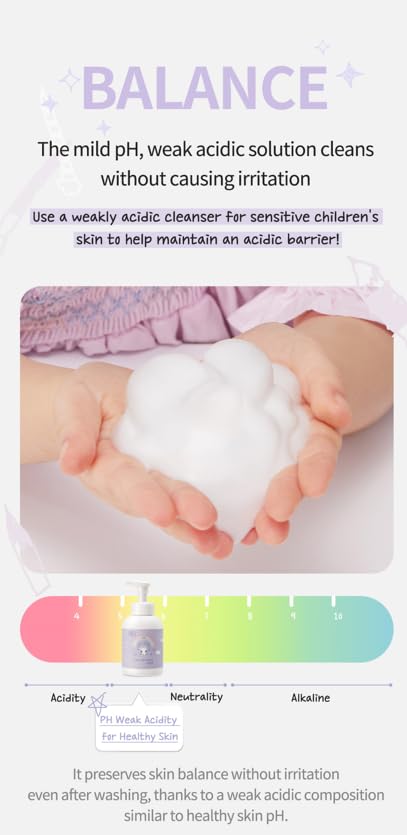 JUNG SAEM MOOL KIDS Mild Bubble Foam Facial & Body | pH Balanced Foaming Cleanser for Sensitive Young Skin | Hypoallergenic, Moisturizing, Sulfate-Free Baby Body Wash