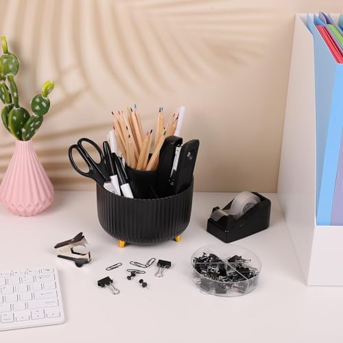 SKYDUE Black Office Supplies with Pencil Holder,Desk Accessories 11PCS