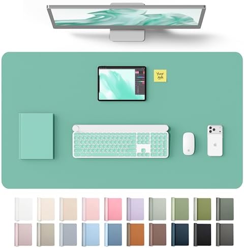 YSAGi Leather Desk Protector, Office Mat, Large Mouse Mat, Non-Slip PU Leather Blotter, Laptop Desk Mat, Waterproof Writing Pad for Office and Home(Green-Blue, 40" x 24")