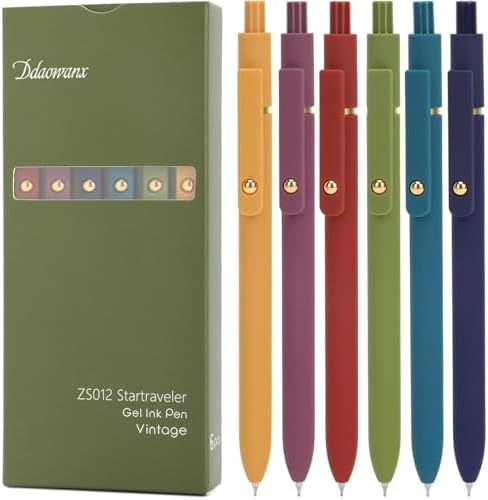 Ddaowanx Gel Pens,6 Pcs 0.5mm Retractable Quick Dry Black Ink Pens