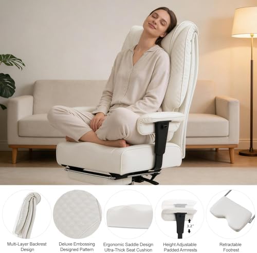 EXCEBET Big and Tall Executive Office Chair 400lbs Wide Seat, PU White