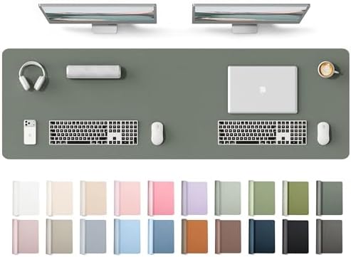 YSAGi Leather Desk Protector, Office Mat, Large Mouse Mat, Non-Slip PU Leather Blotter, Laptop Desk Mat, Waterproof Writing Pad for Office and Home(Dark Green, 63" x 17.2")