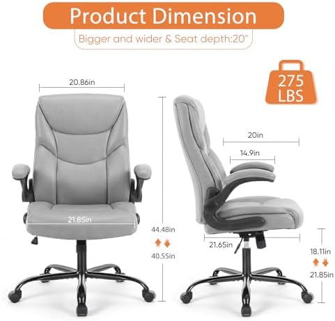 Sweetcrispy Office Desk Chair, Heavy Duty Computer Chair, PU Leather