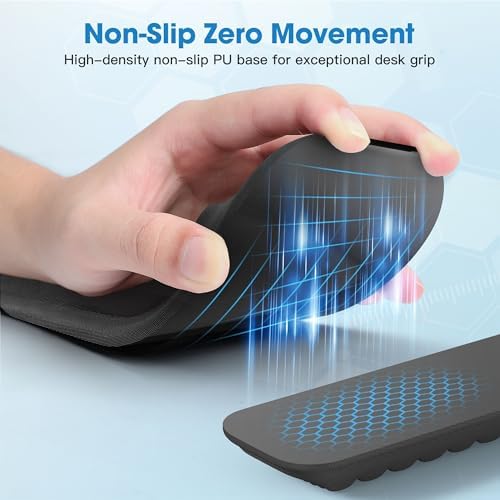 MEKASS Ergonomic Wrist Rest for Keyboard and Mouse, Soft Memory Foam Keyboard Wrist Rest Set with Non-Slip Silicone Base, Easy Typing, Pain Relief, Comfort for Office, Work, Gaming (White)