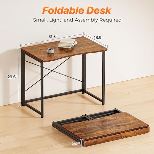 Huuger Folding Desk for Small Spaces, 31.5 Inch Foldable Computer Table