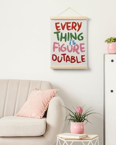 FGFK Everything is Figureoutable Colorful Inspirational Wall Art Poster Hanger Frame, Motivational Positive Affirmations Canvas Prints Framed Wall Decor for Office Classroom Home, 12x16 Inch