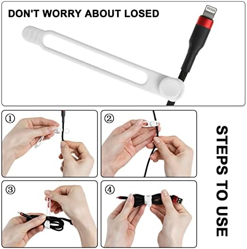 Silicone Cable Ties, Cord Organizer Cable Management(16Pcs-White)