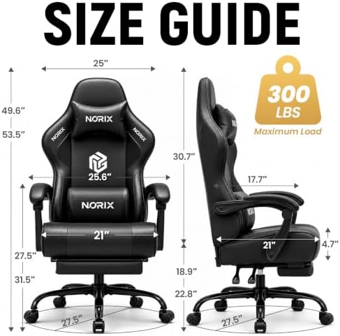 Video Gaming Chair for Adults with Footrest, Ergonomic Computer Chair,Black