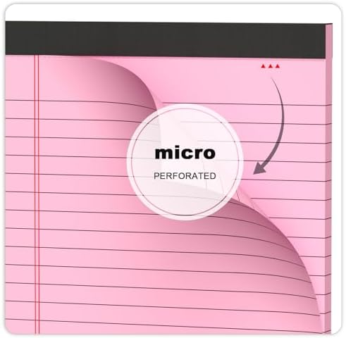 AILZFEI 6pcs Small Note Pad 5x8 College Ruled Pink Legal Pads Paper Notepads 6 Pack Study Back Writing Pads 5 x 8 Legal Pads Perforated Narrow Ruled Pads of Paper Pink
