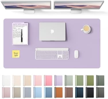 YSAGi Leather Desk Protector, Office Mat, Large Mouse Mat, Non-Slip PU Leather Blotter, Laptop Desk Pad, Waterproof Writing Pad for Office and Home (Light Purple, 47.2" x 23.6")