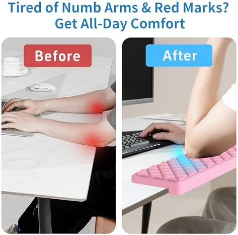 MEKASS L-Shaped Desk Elbow Pad for Desk, Memory Foam Elbow Support Padding with Non-Slip, Ergonomic Desk Edge Cushion, Wrist Comfort Support for Office Home 2 Pcs (Diamond Pink)