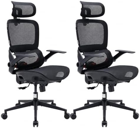 SIHOO B100 Office Chair, Ergonomic Office Chair Without Footrest, Computer Chair with Wide Headrest & Adaptive Lumbar Support, Flip-up Armrests, Swivel Desk Chair for Long Hours, Black