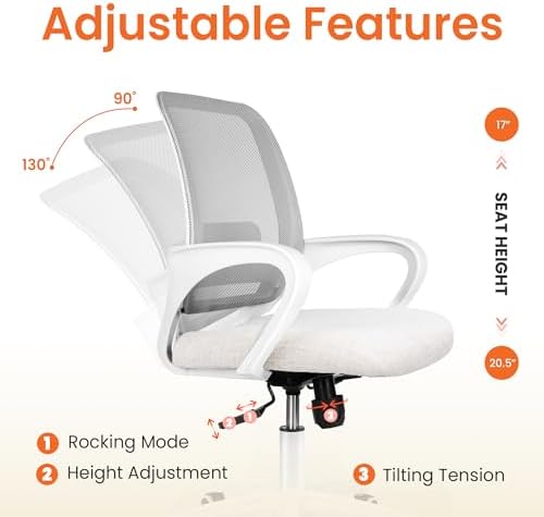 NEO CHAIR Home Office Desk Chair Ergonomic Mesh with Lumbar Support, Ivory