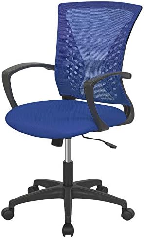FDW | Mid Back Office Chair | Blue | with Lumbar Support, 360 Swivel