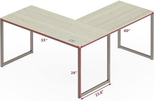 SHW Mission 55 x 60 L-Shape Home Office Computer Desk, Maple