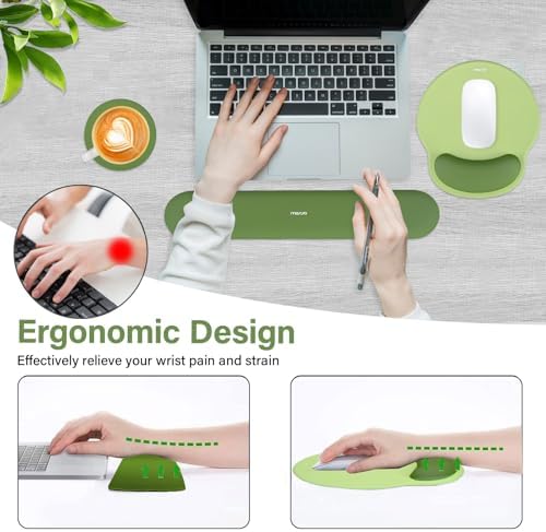 MOSISO Wrist Rest Support for Mouse Pad&Keyboard Set, Olive Green