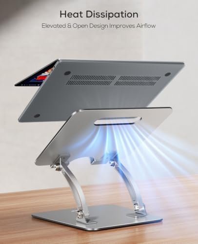 Nulaxy Ergonomic Adjustable Laptop Stand for Desk, Dual Foldable Computer Riser with Advanced Heat-Vent, Heavy-Duty Portable Notebook Holder for Posture Correction, Compatible with Mac 10-16" Laptops