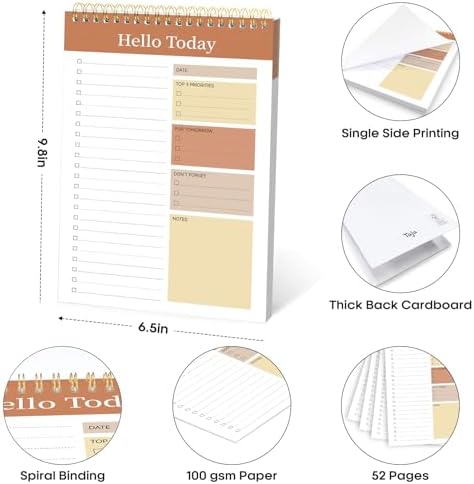 Taja To Do List Notepad, Undated Daily Planner for Work and Goal Setting