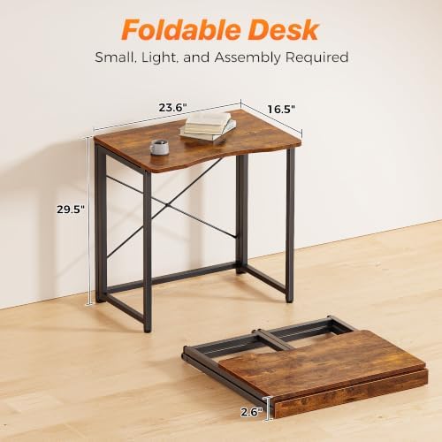 Huuger Folding Desk for Small Spaces, 23.6 Inch Foldable Computer Table