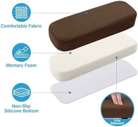 Smiry Memory Foam Office Chair Armrest Pads, Non-Slip Armrest Cushion