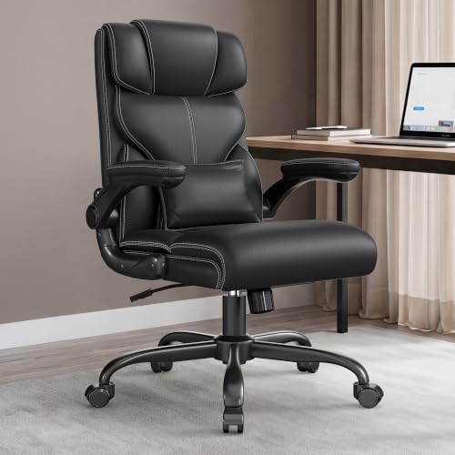 Office Chair, Executive Mid-Back Computer Desk Chair with Flip-up Armrests