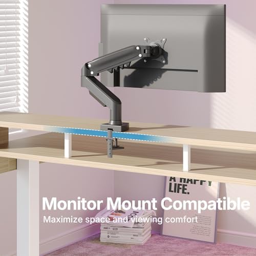 HUANUO 63″ x 26″ Electric Standing Desk with 2 Drawers &24.4″ Large Keyboard Tray, C-Clamp Mount Compatible, Adjustable Computer Desk for Office, Sit Stand Up Desk with 4 Height Presets, Light Walnut