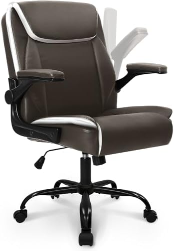 NEO CHAIR PU Leather Office Desk Chair with Adjustable Arms, Brown