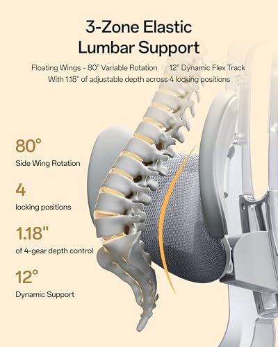 Hbada E3 Air 2026 Ergonomic Office Chair, 3-Zone Lumbar Support, Comfy Home Office Chair with Auto Recline, 4D Headrest & Armrests, 140° Tilt for Work & Relax, Grey