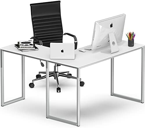 SHW Mission 48 x 48 L-Shape Home Office Computer Desk, White