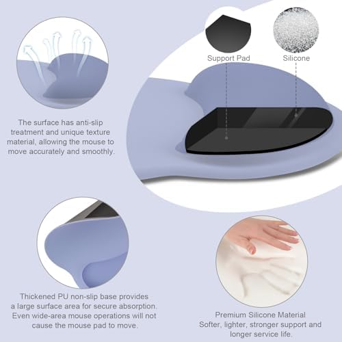 MOSISO Wrist Rest Support for Mouse Pad&Keyboard Set, Stone Blue