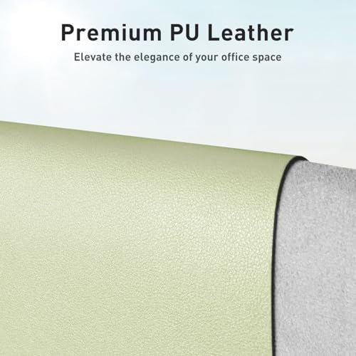 Aothia Faux Leather Desk Mat - Non-Slip PU Leather Desk Blotter, Waterproof Writing Surface, Large Desk Pad for Office & Home (Grass Green, 55" x 24")