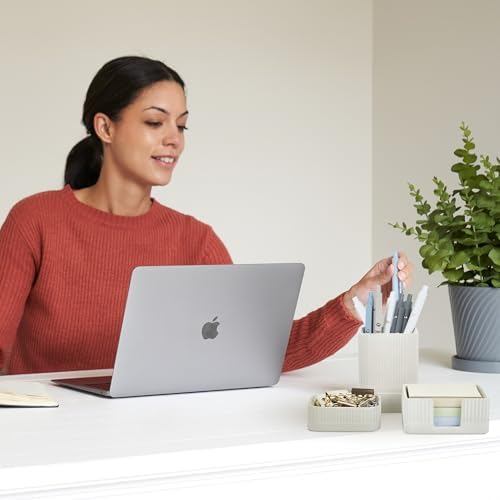 Aesthetic Desk Organizer Set of 3 - Sturdy Concrete Office Accessories