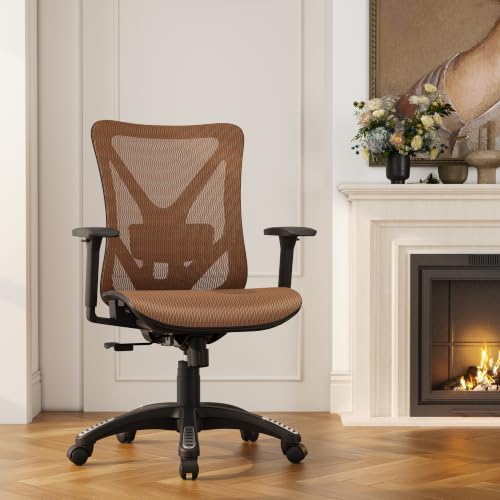 Ergonomic Office Chair, Mesh Computer Desk Chairs with BIFMA X5.1 Certified, Adjustable Lumbar Support, 3D Arm, Tilt Back, Wide Seat, Comfy Swivel Work Task Chair for Company and Home (Sunset Orange)